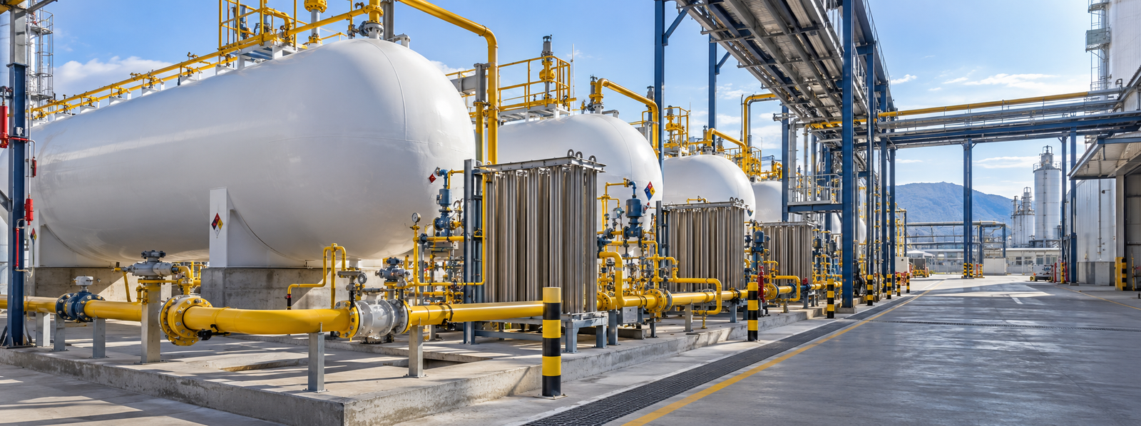 Tanques y vaporizadores de Gas L.P. en planta industrial